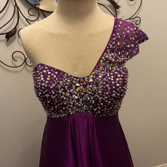 NW - One Shoulder Plum Formal Gown  / Wedding / Prom Dress - Clarisse Size 14 - Picture 16 of 16